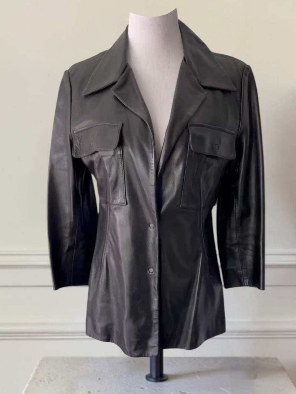 DOLCE & GABBANA Leather Silk Lined Jacket Coat Size 46